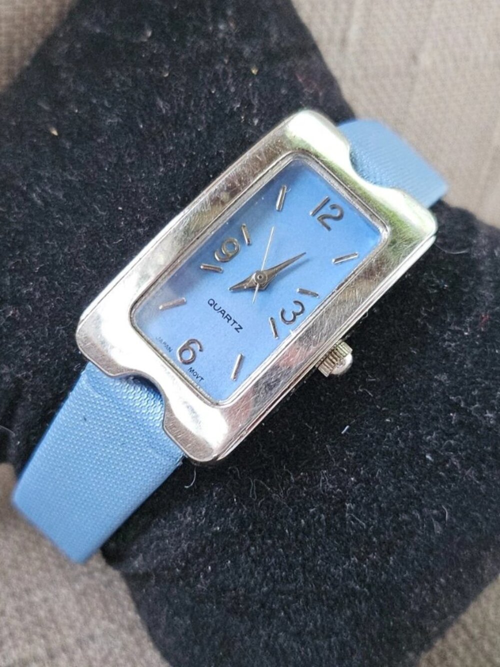 Women Wristwatch Blue Faux Leather Strap Quartz Analog Japan Movt Wrist Watch